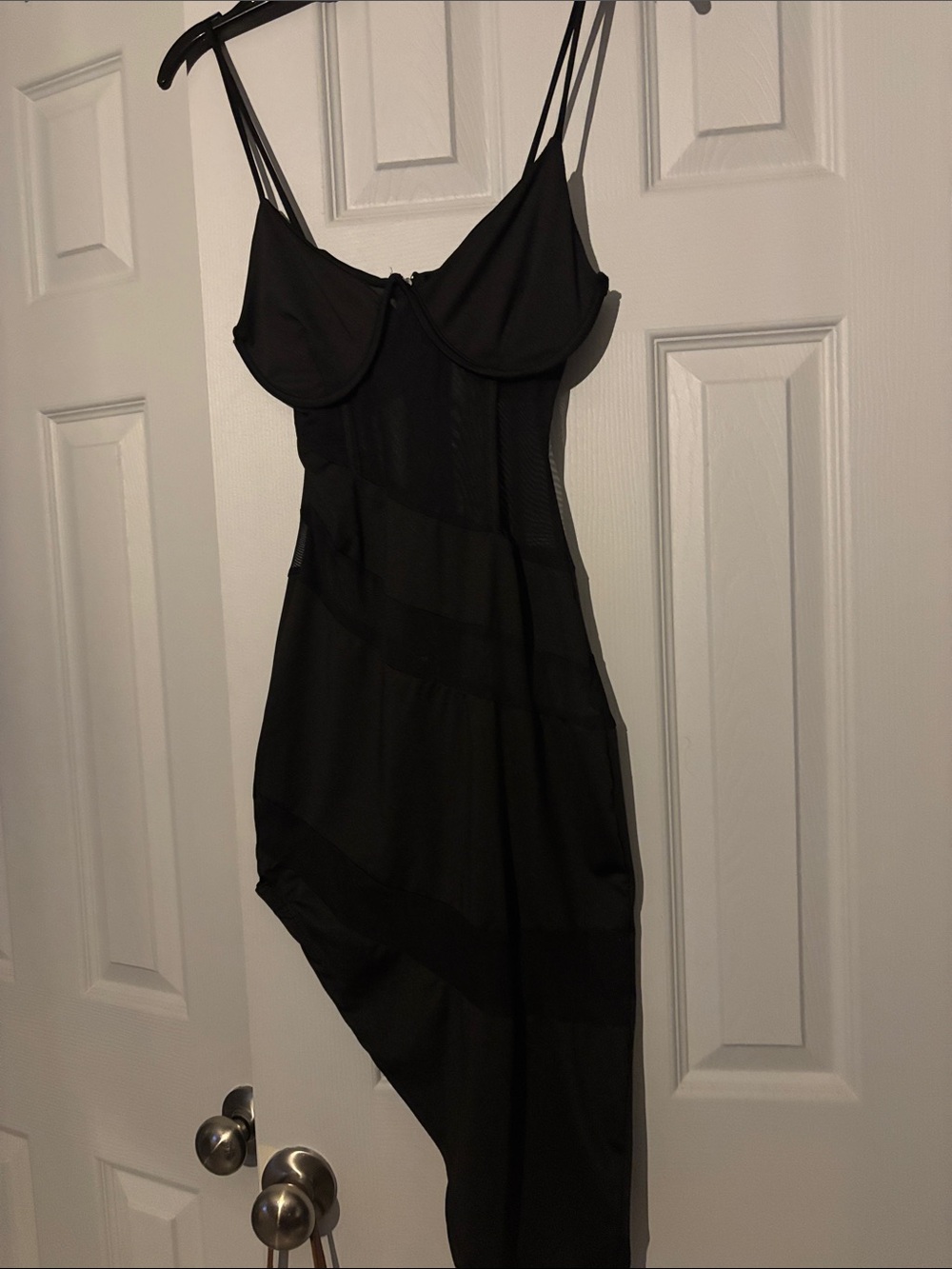 Fashion Nova Black Asymmetrical Slip Dress